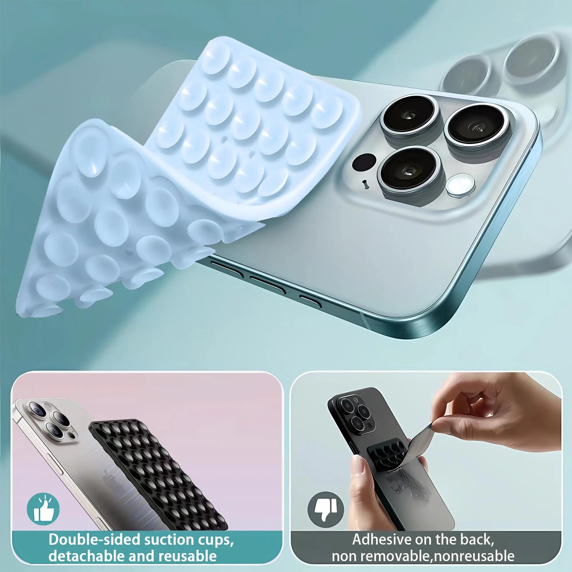 Silicone Suction Cup Phone Holde Multifunctional Fixed Anti-Slip Mobile Fixture Double Sided Detachable Phone Rubber Sucker Pad