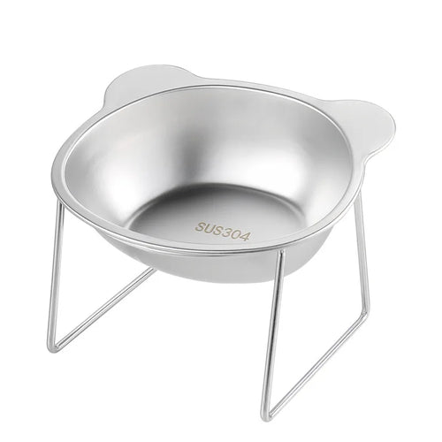 304 Stainless Steel Elevated Pet Bowl: Angled Tilted Feeder with Neck Support, Heat-Resistant & Easy-Clean for Crate or Home Use