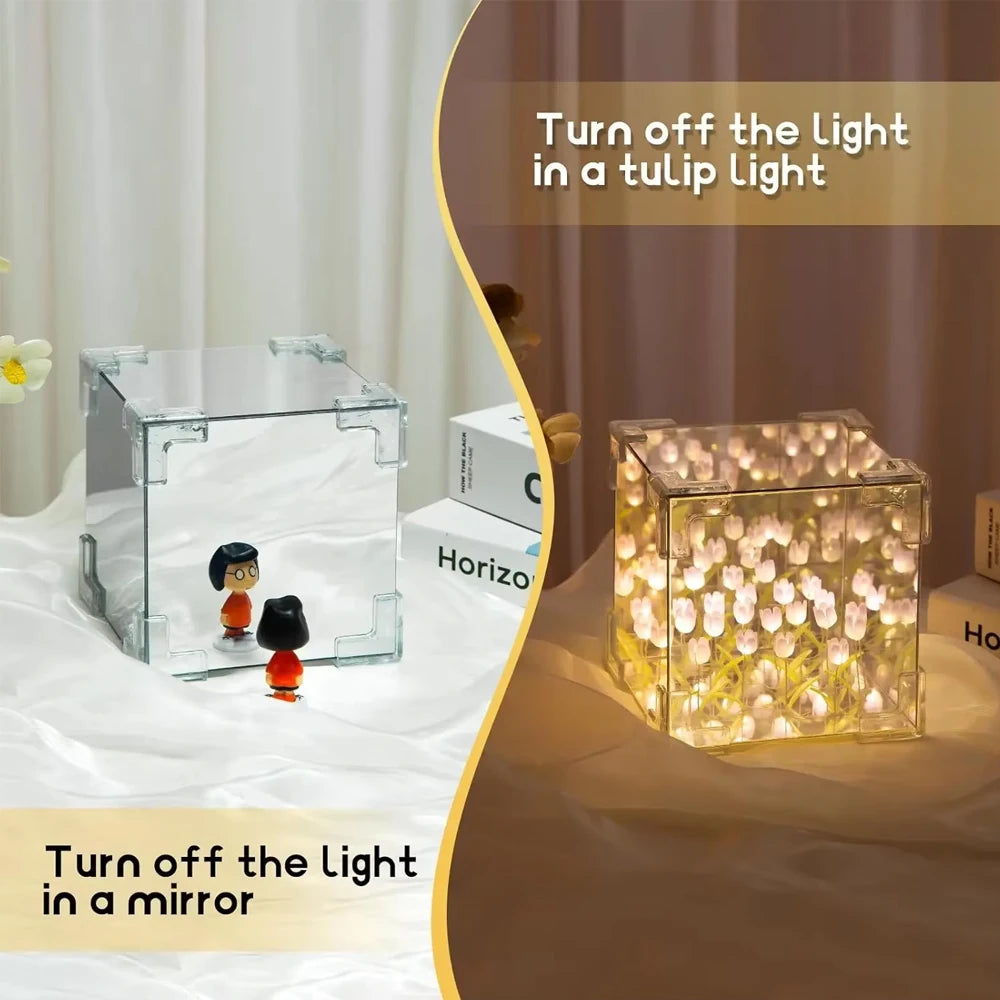 Handmade DIY Tulip Flower Cube Night Light GT Full Set of Material Package Room Decoration Couple Birthday Gift Night Light