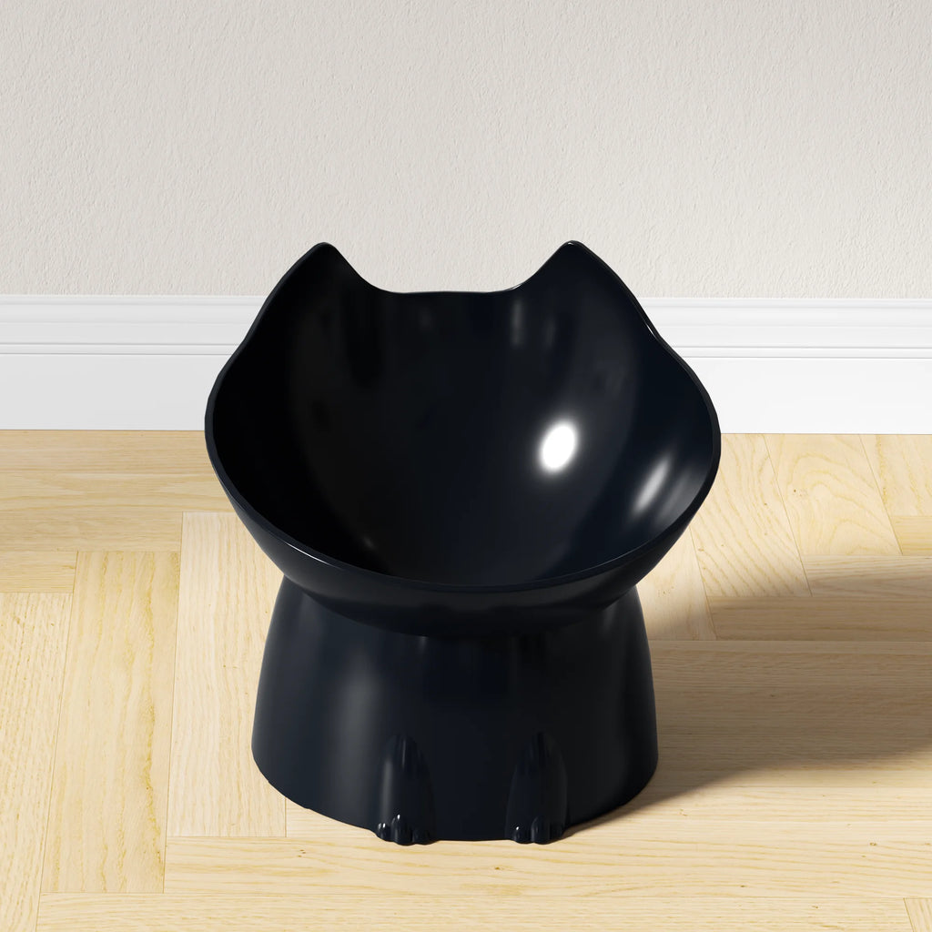 1Pc Whiskerware Elevated Cat Bowl, Anti-Tip Plastic Raised Pet Feeding Dish with Tilted Edge, Neck Protection Kitty Food