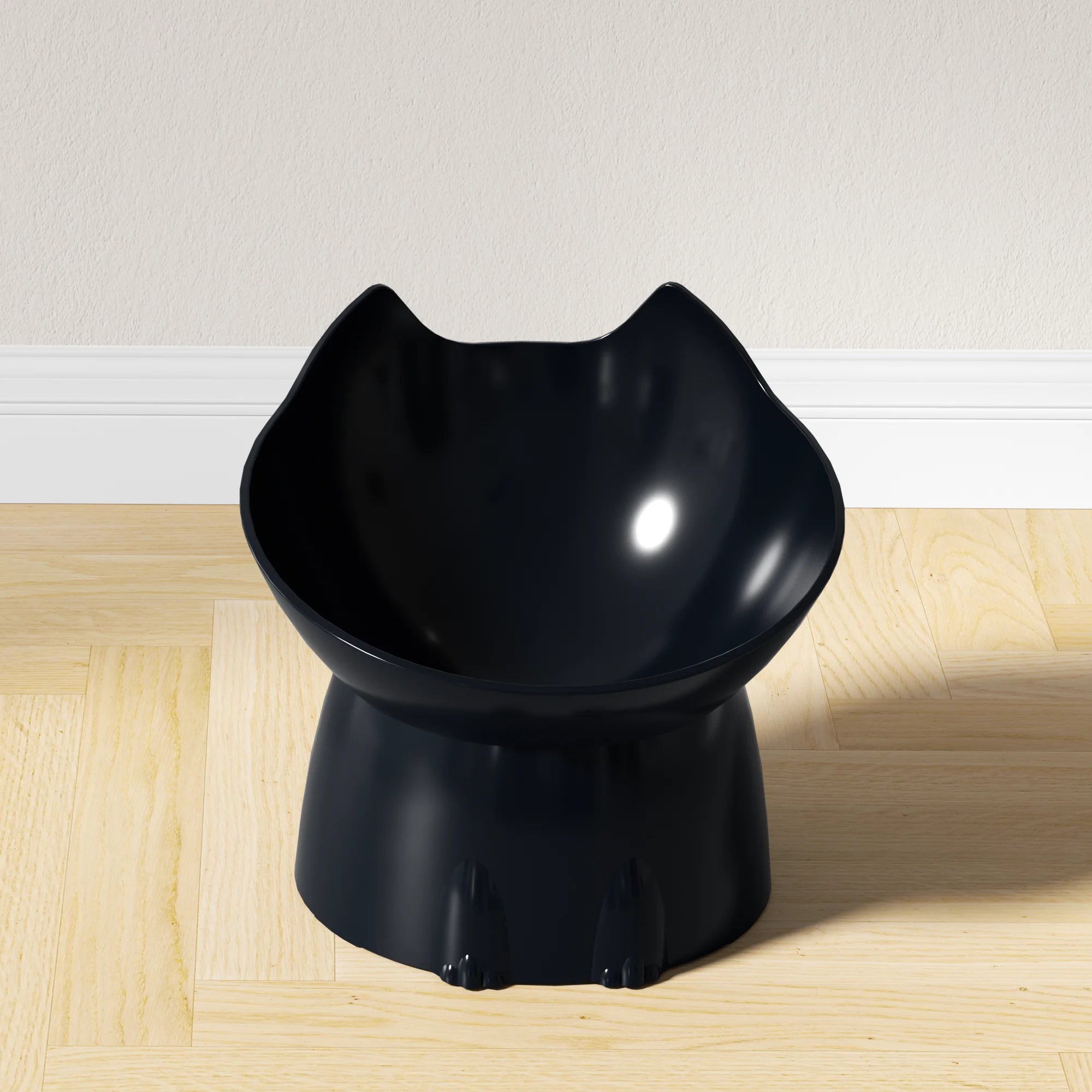 1Pc Whiskerware Elevated Cat Bowl, Anti-Tip Plastic Raised Pet Feeding Dish with Tilted Edge, Neck Protection Kitty Food